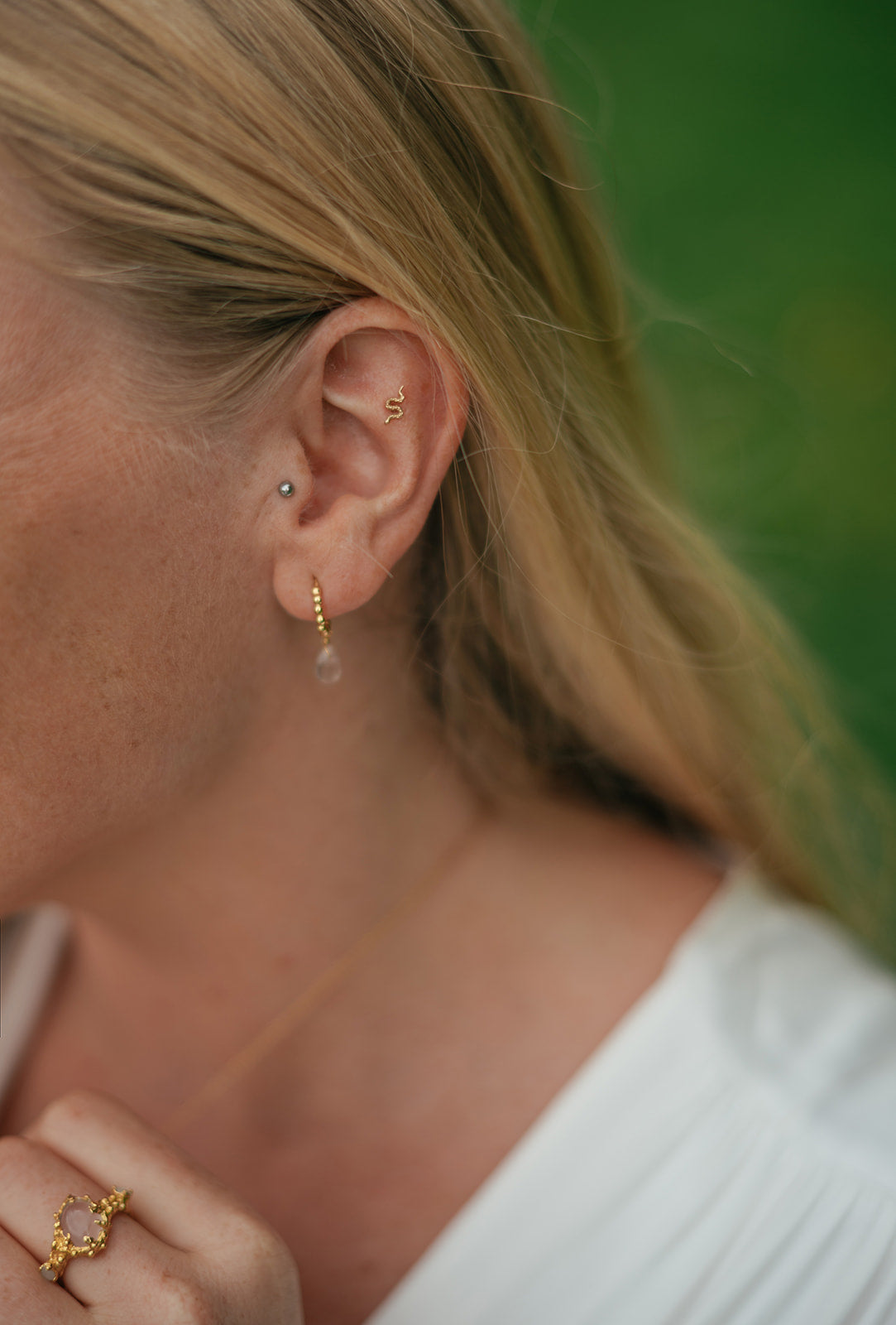 Drops of Desire Earrings with Rose Quartz