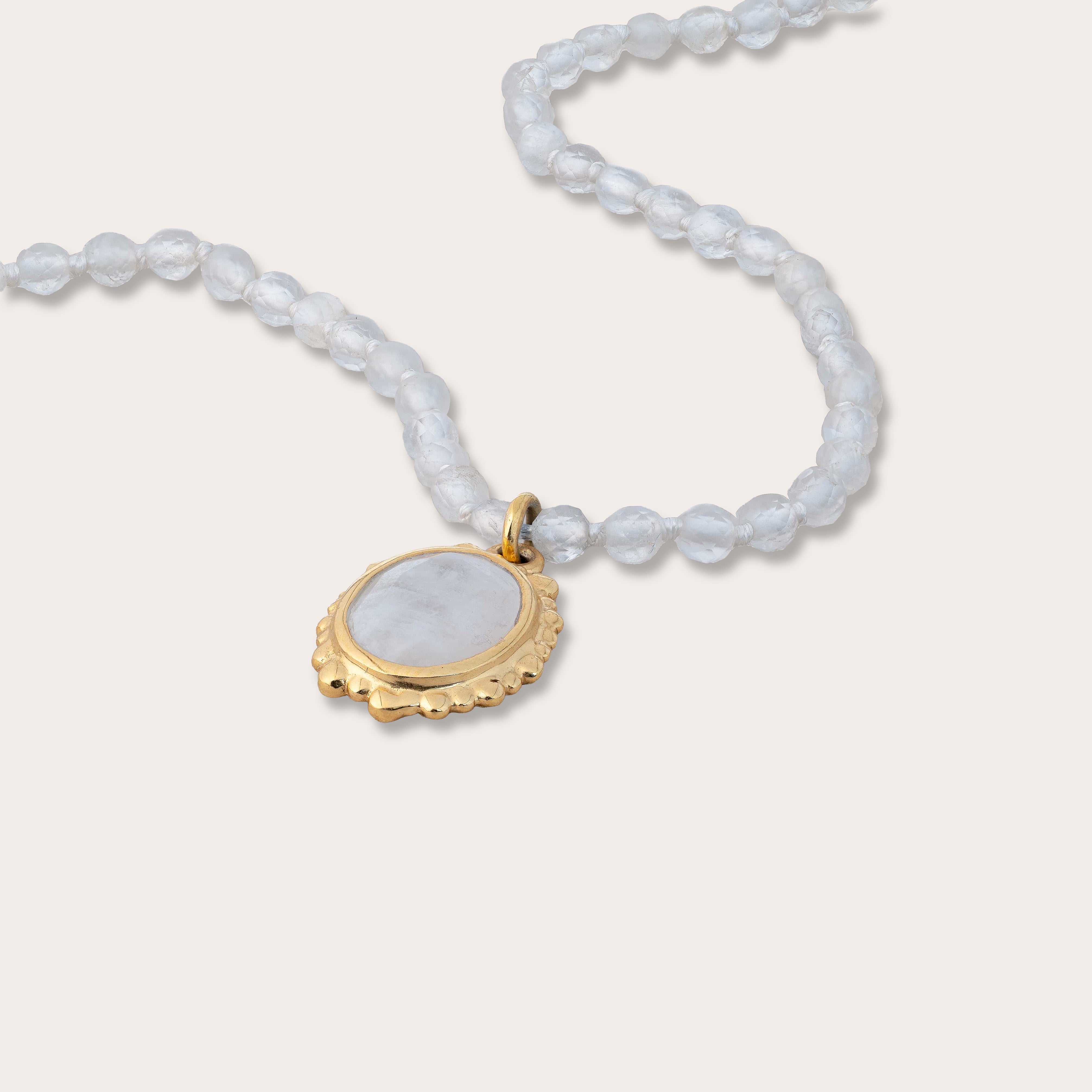 Moonlit Mirror Necklace with Rainbow Moonstone