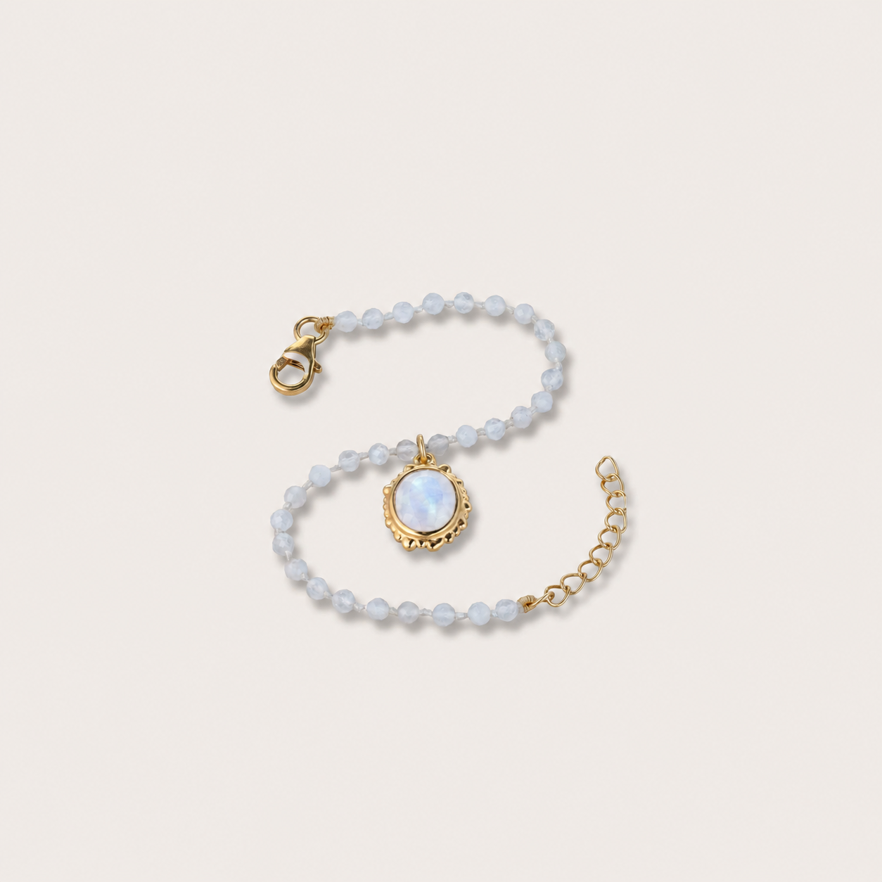 Moonlit Mirror Bracelet with Rainbow Moonstone