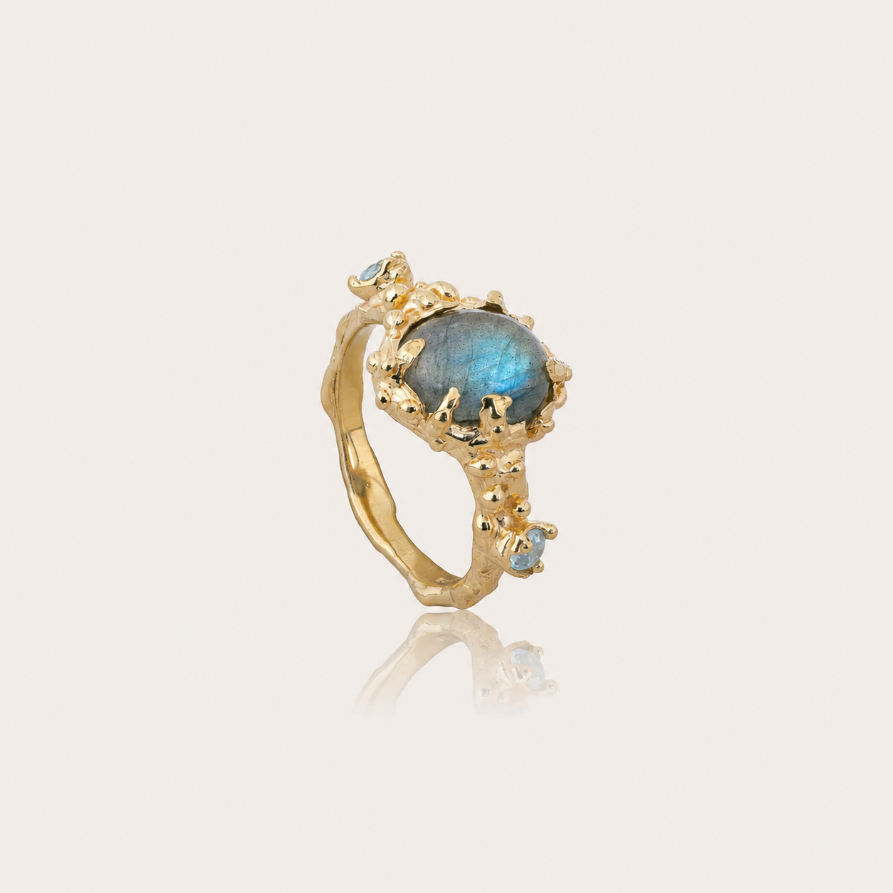 Sacred Siren Ring with Labradorite and Iolite