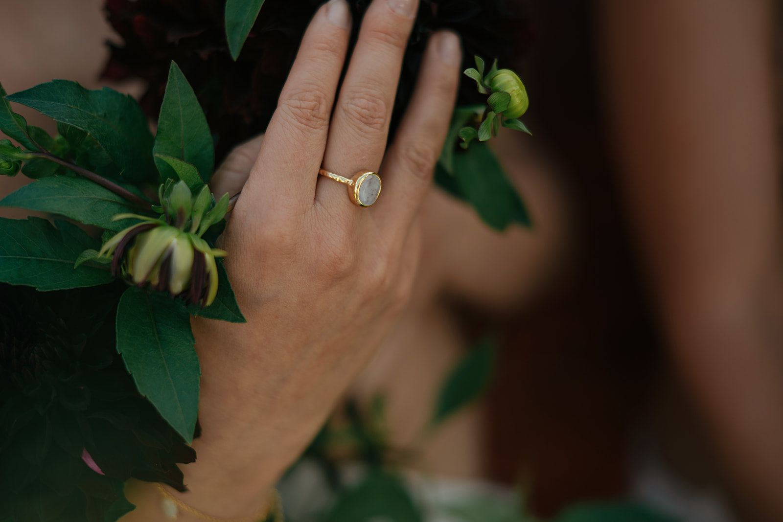 Desire Spell Ring with Rainbow Moonstone