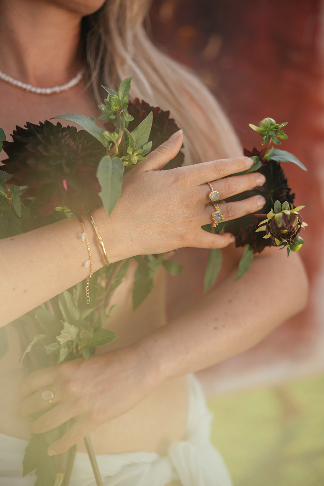 Sacred Siren Ring with Rainbow Moonstone and Iolite