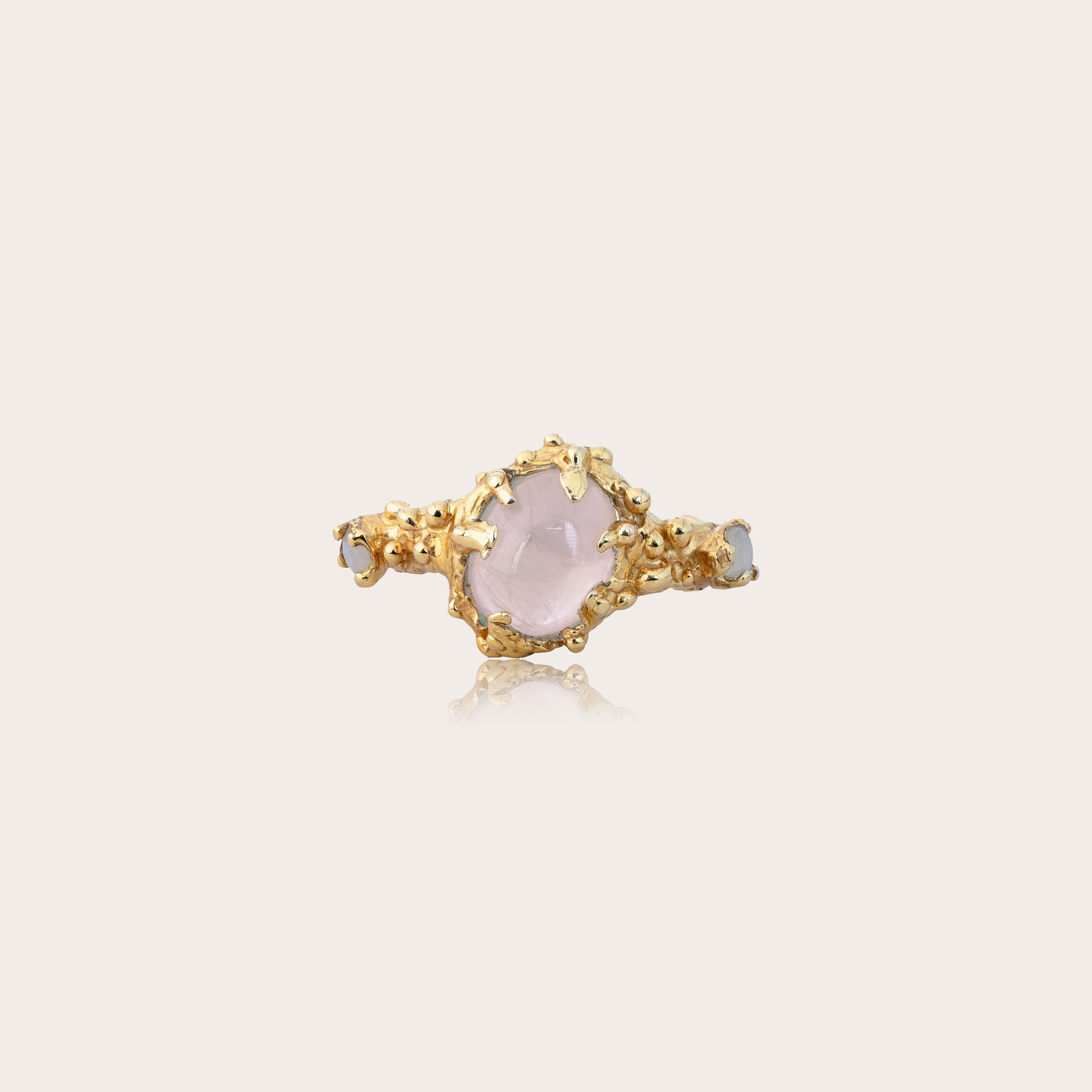 Sacred Siren Ring with Rose Quartz & Rainbow Moonstone